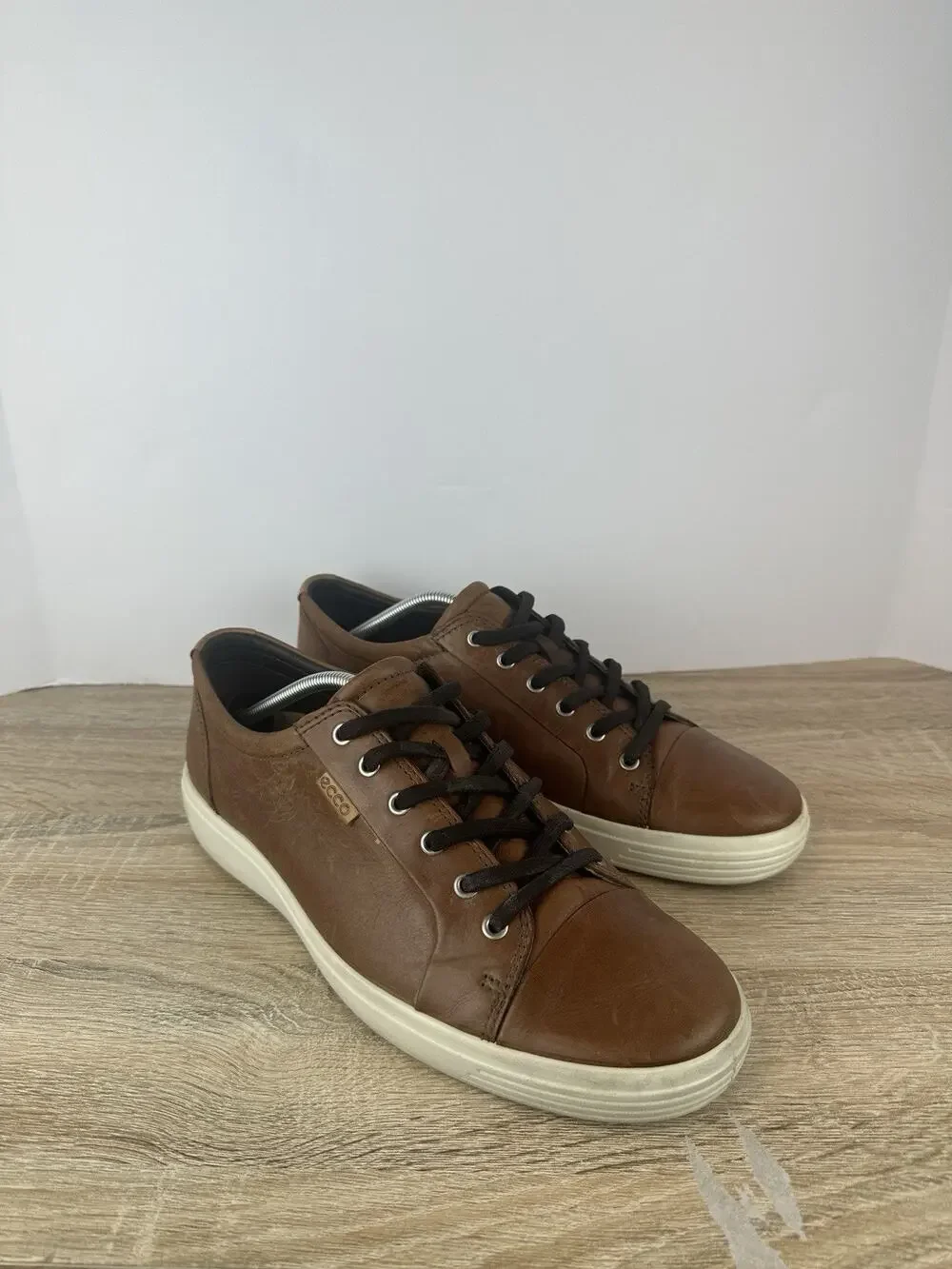 ECCO Men’s Brown Leather Sneakers EU 46 US 12-12.5 Comfort Casual Lace Up
